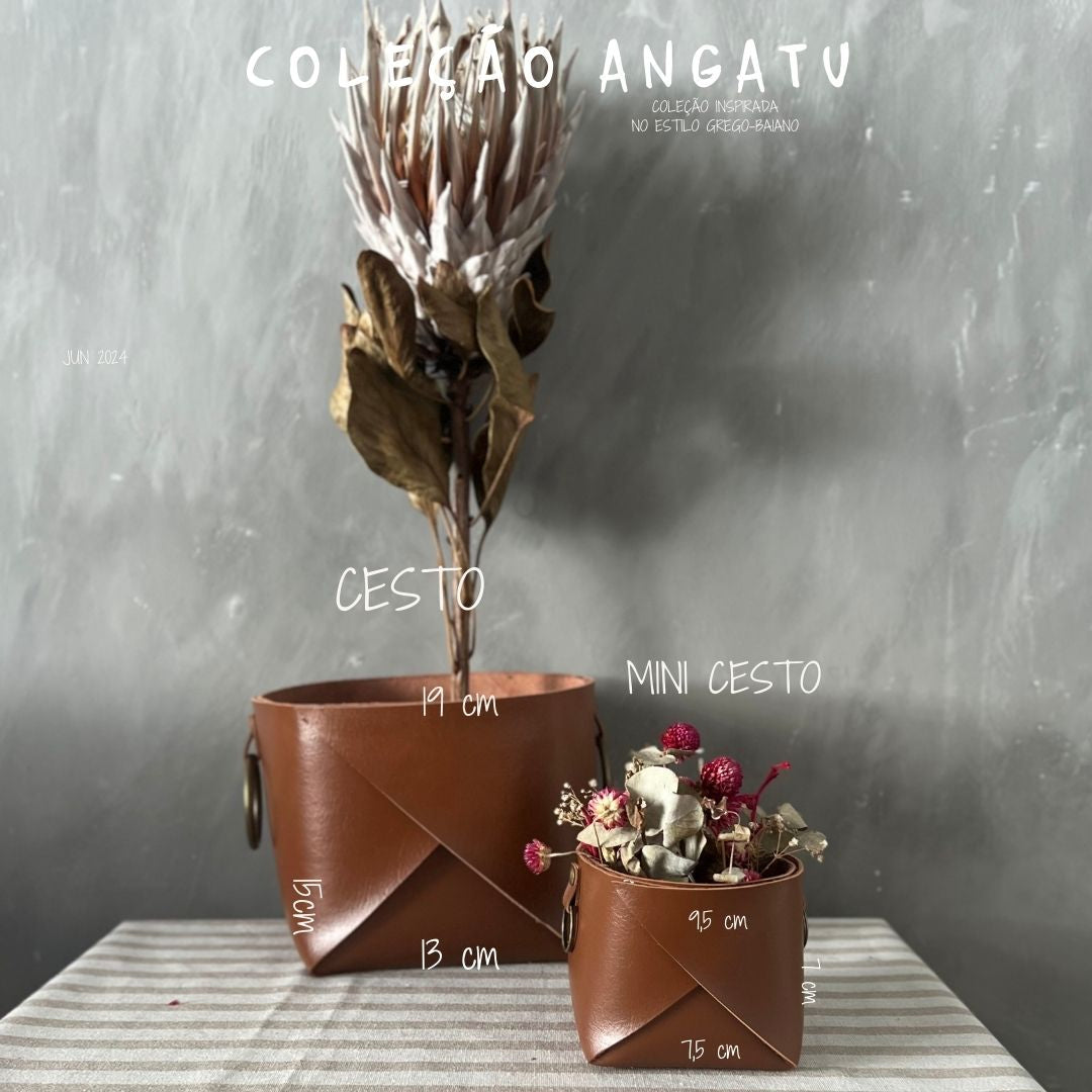 Mini cesto couro